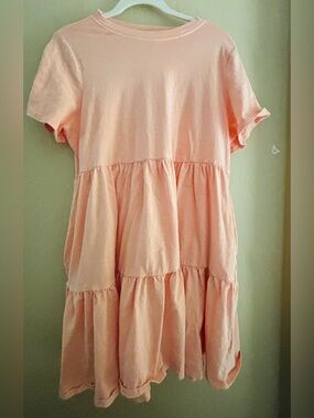 Old Navy Peach Tiered Cotton Babydoll Mini Dress ~ Women’s Large